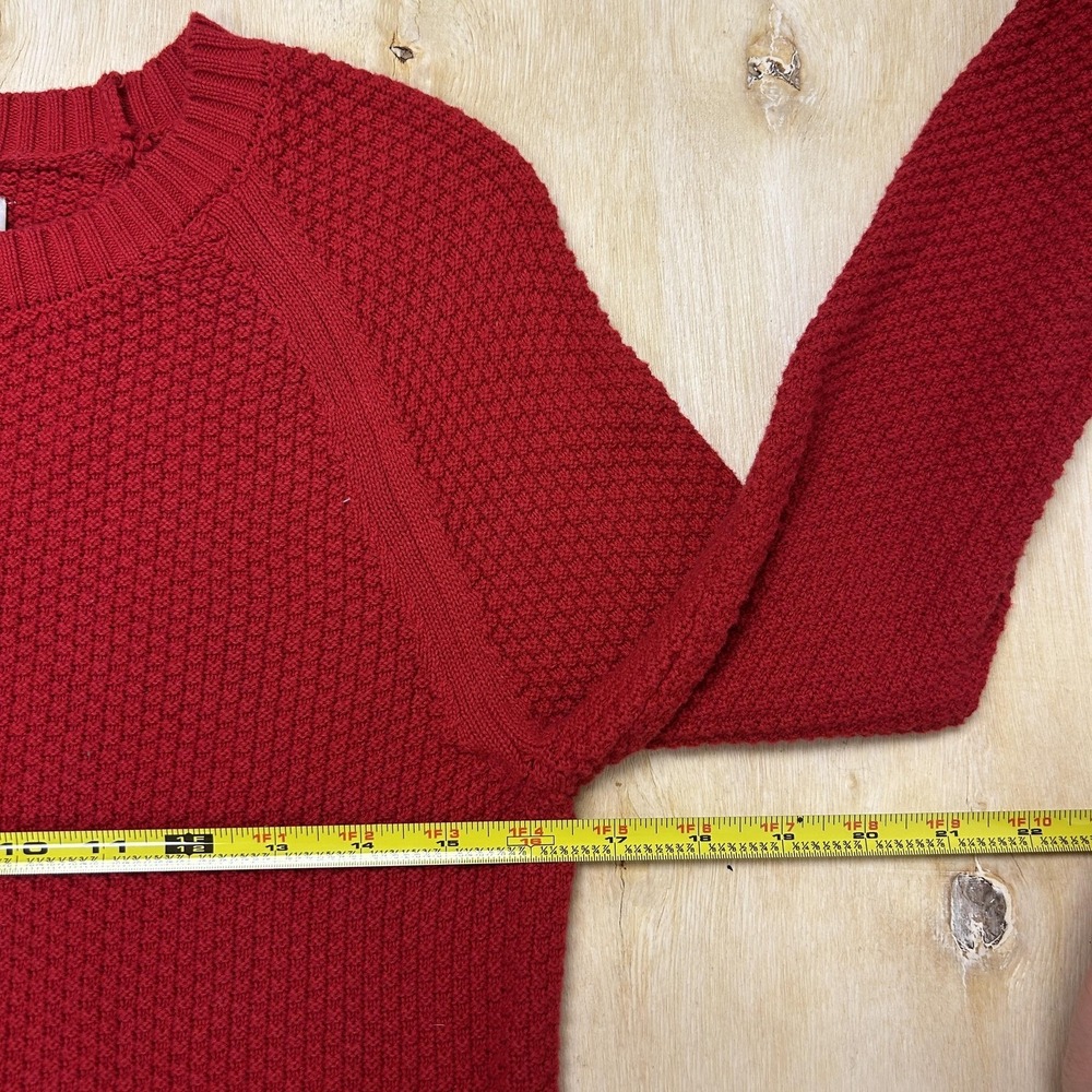 LOFT Sweater Womens Small Red Crew Neck Waffle-Knit Raglan Sleeve Pullover - Picture 3 of 6